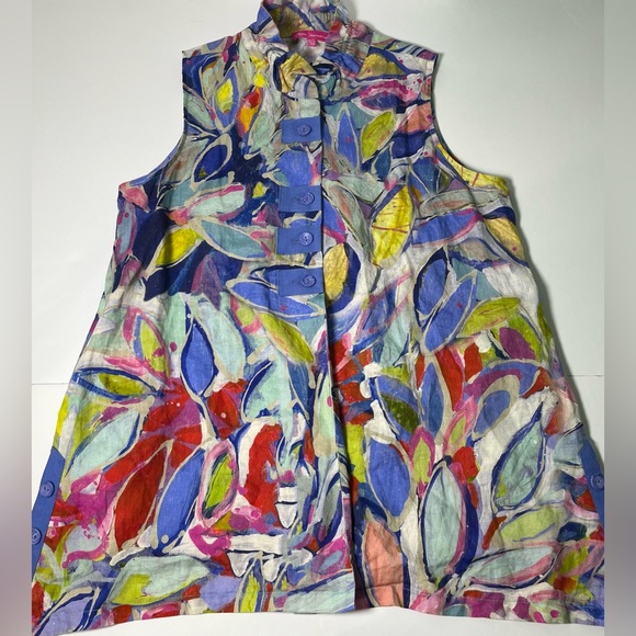 Claire Desjardins Painters Pallette Shirt Tunic Top Womens XL Sleeveless Artsy - Picture 1 of 10